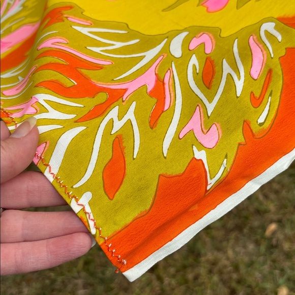 Vintage Fabric- 1960s ‘70s Boho Hippie Bright Colors Leaf Pattern Sewing Crafts - Picture 4 of 10